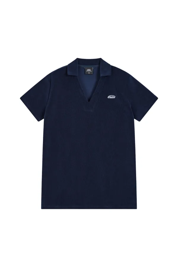 TERRY COLLARED DRESS-NAVY