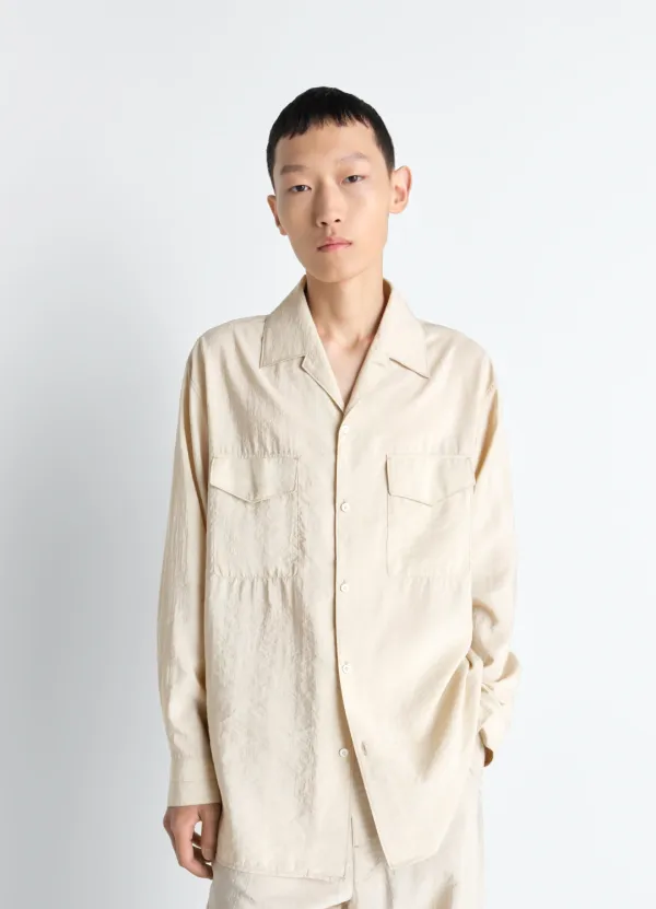 CONVERTIBLE COLLAR SHIRT IN DRY SILK