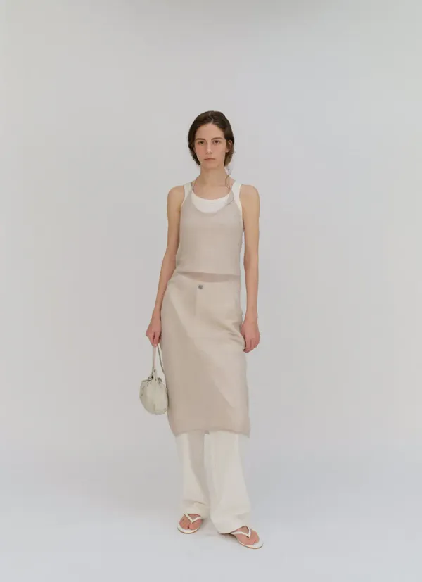 Kidmohair halter-neck knit dress_light gray