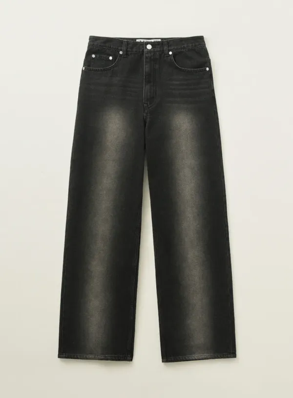 Brooklyn Newtro Wide Washed Denim Pants - Newtro Black