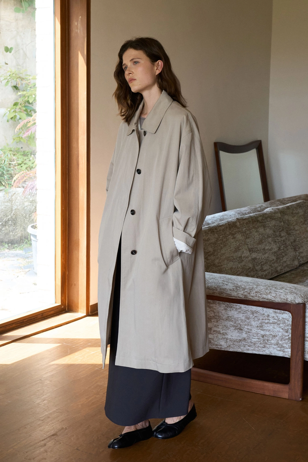 라메레이 Classic Single Long Trench Coat[LMBFAUJK116]-Pale Taupe 상품 이미지 1