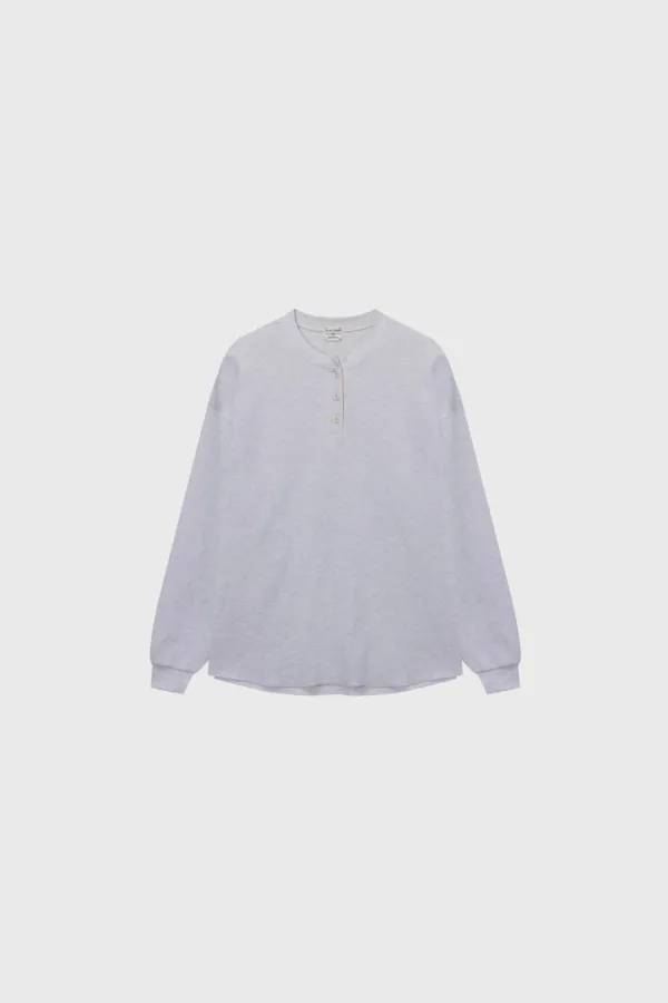 Waffle-Knit Jersey Long Sleeve (White / Melange Gray / Dark Gray)