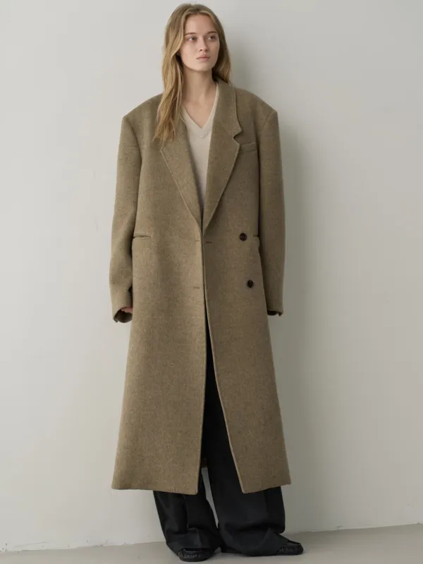 캐시미어 스탠드 카라 코트_khaki beige