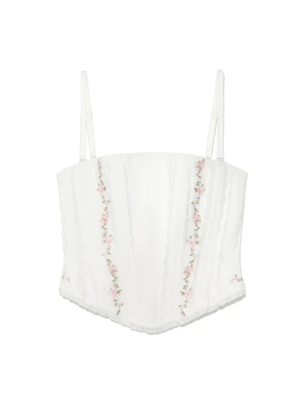 [3rd] LACE ROSE CORSET TOP (WHITE)