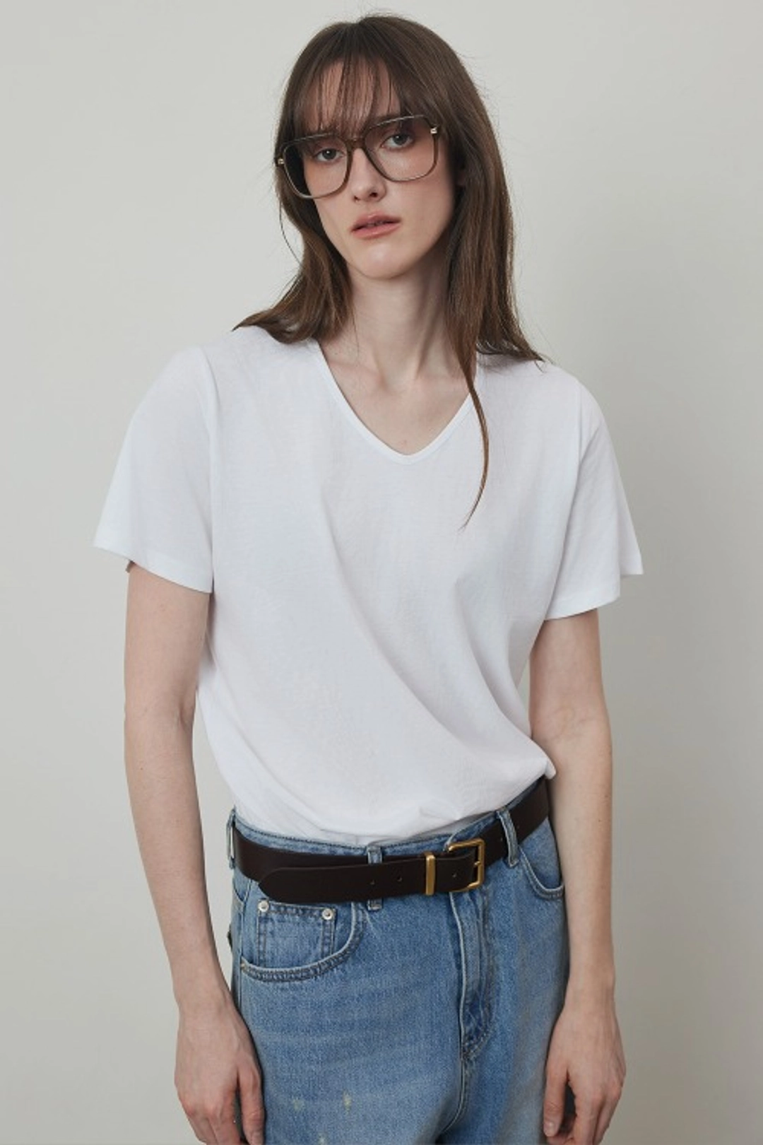 퀸스래빗 Basic four Season Semi U neck T-shirt 상품 이미지 1
