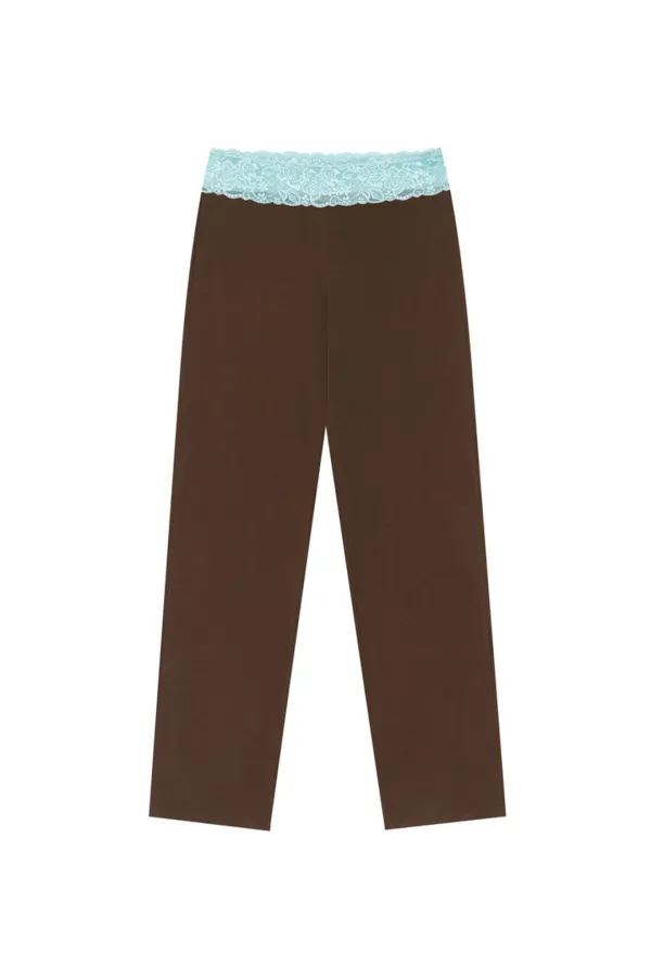 LACE POINT LOOSE-FIT PANTS (BROWN)
