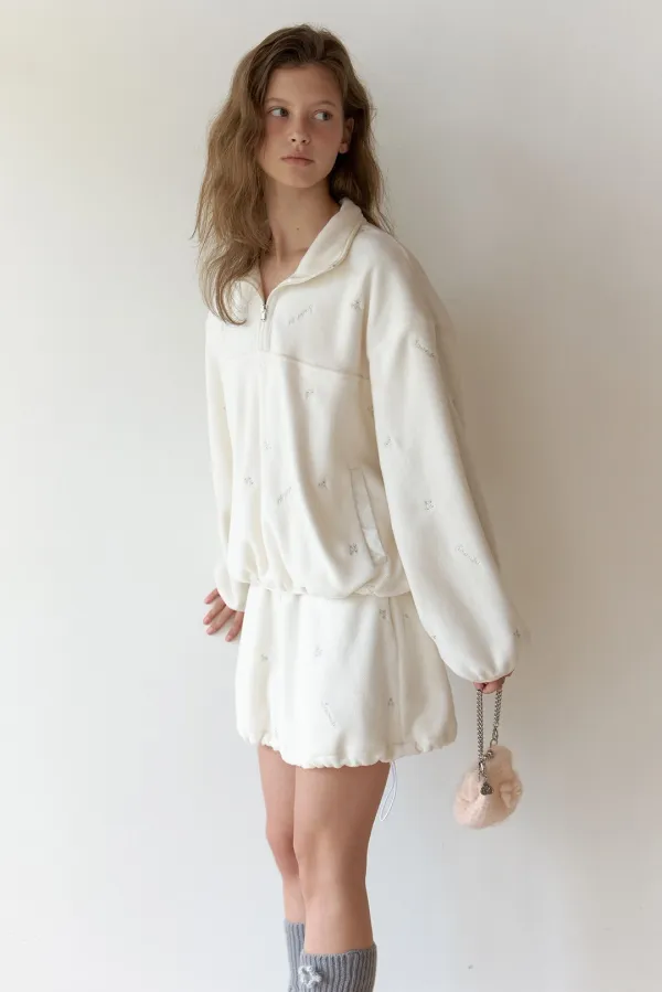 (2nd Re-stock) Silvery Fleece Skirt (Cream)