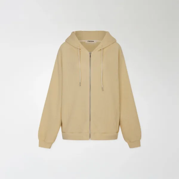 Pello waffle hood zip-up