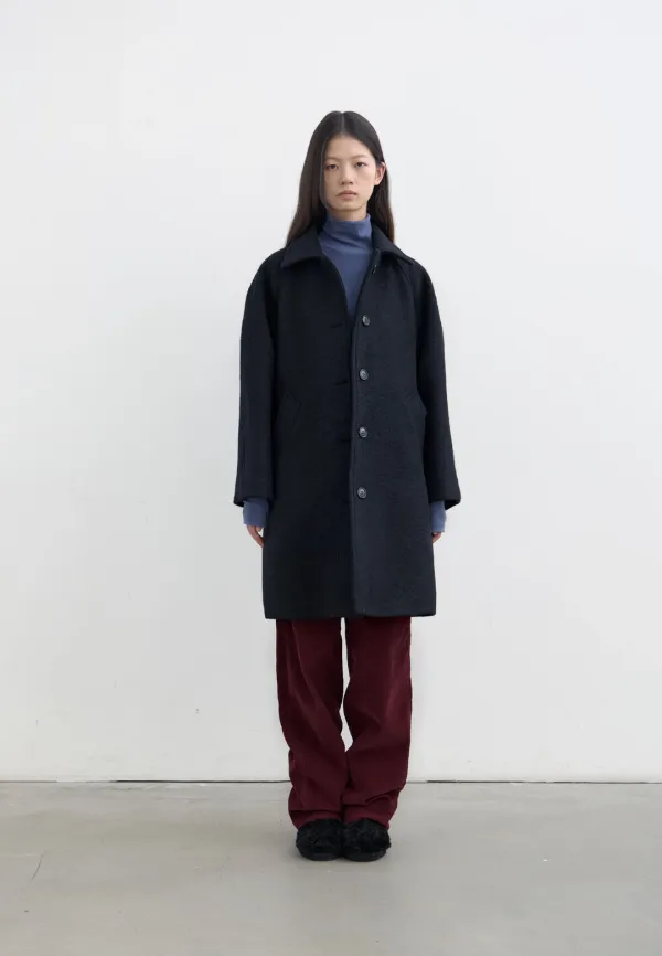 Hairy wool half coat (black)