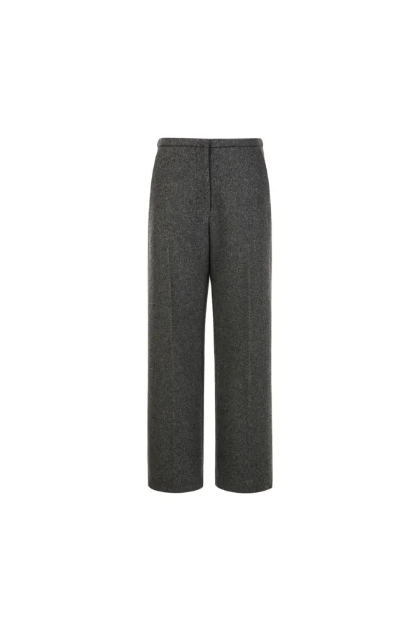 Straight Trousers In Wool Blend, Grey