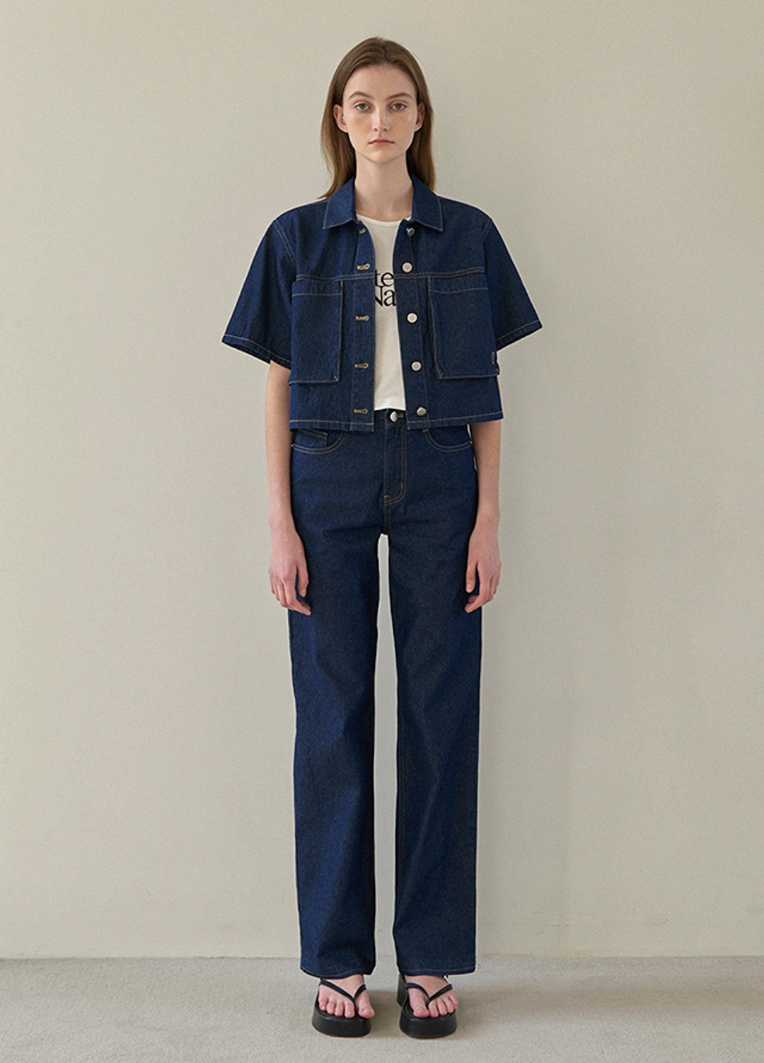 아뜰리에 나인 (Z-PT-5414)SELVEDGE SET-UP STRAIGHT DENIM PANTS 상품 이미지 3