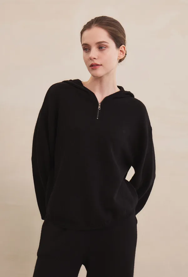 Nelia Wool Hood Knit (Black)