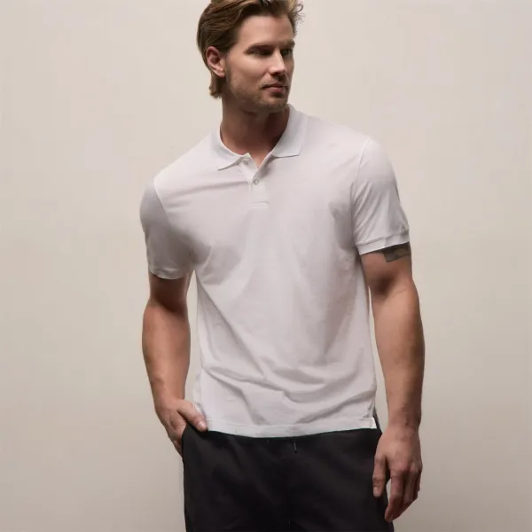 Luxe Lotus Jersey Polo - White