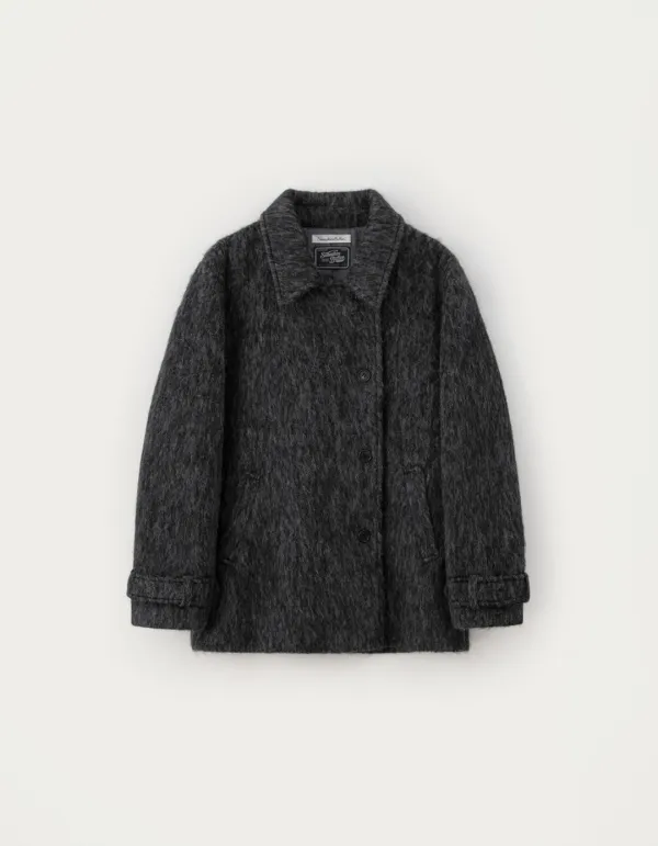 Hairy Wool Half Coat - Charcoal
