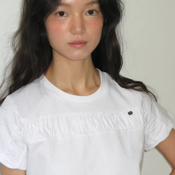 PENDANT CRINKLE CROP T SHIRT WHITE