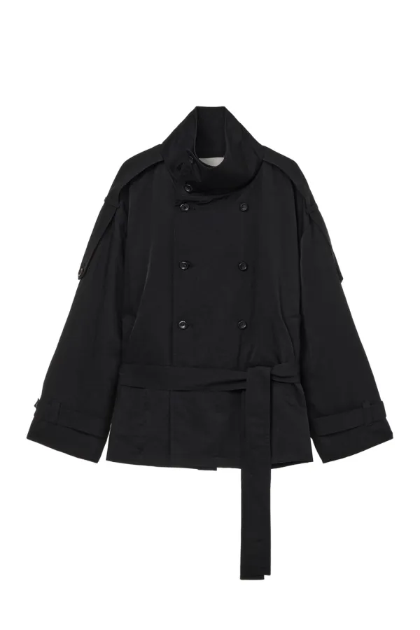 BUCKLE TRENCH JACKET IN BLACK