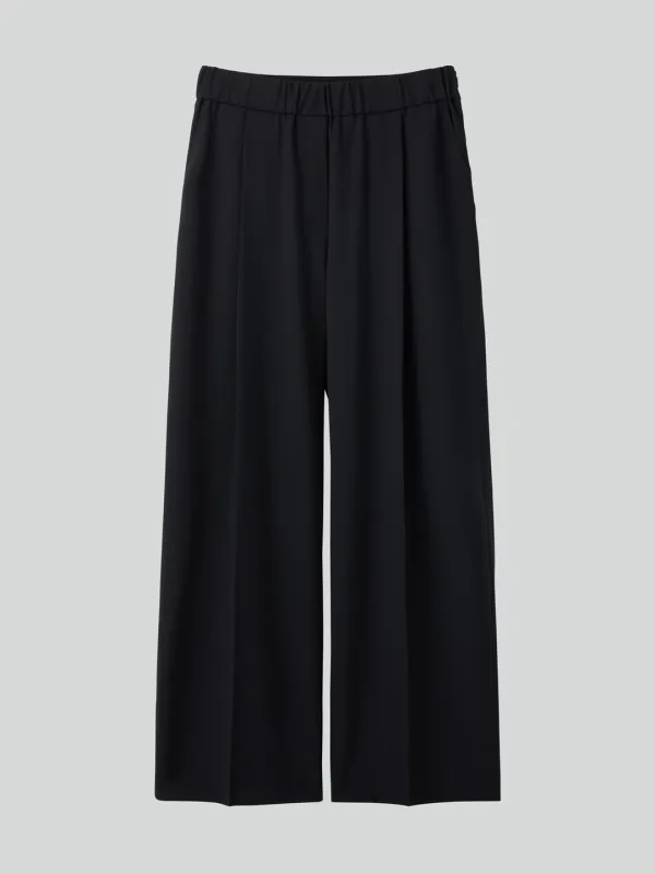 BANDING WAIST WIDE PANTS (BLACK)