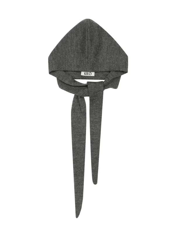 KNITTED HOODIE MUFFLER (CHARCOAL)