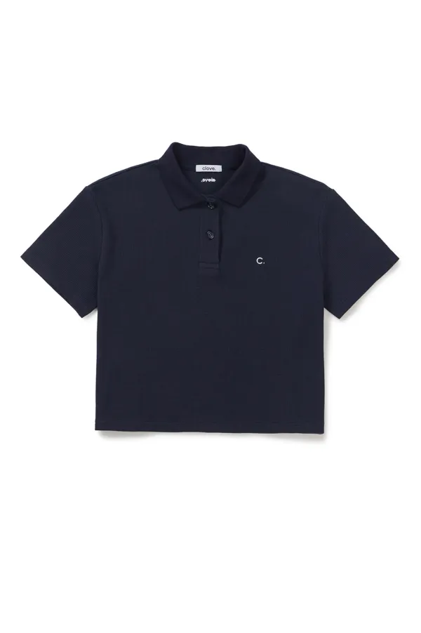 [26SM clove] Waffle Polo T-Shirt (Navy)