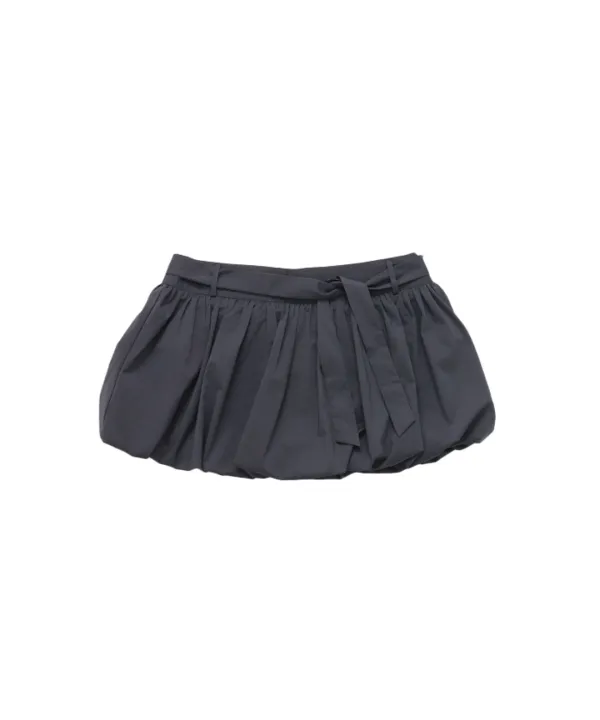 BELT SHIRRING MINI SKIRT CHARCOAL