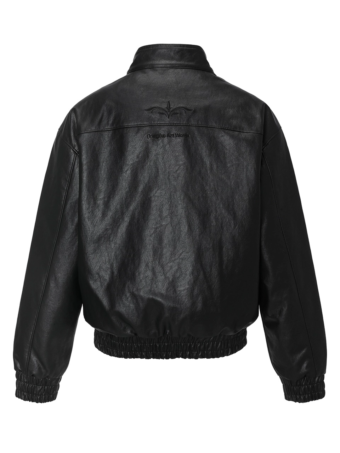 이네기 [2nd Reorder] Embroidered Leather Bomber Jacket (black) 상품 이미지 2