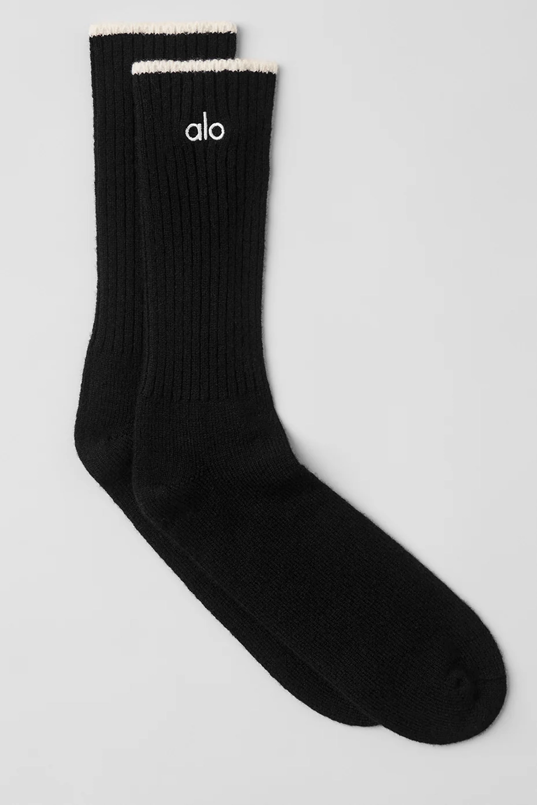 알로요가 Unisex Wool Cashmere Light Frosted Sock - Black/Ivory 상품 이미지 1
