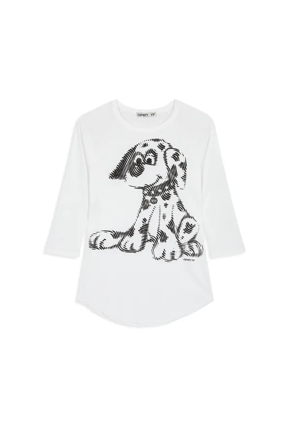 PET CLUB DALMATIAN DOODLE TEE, WHITE