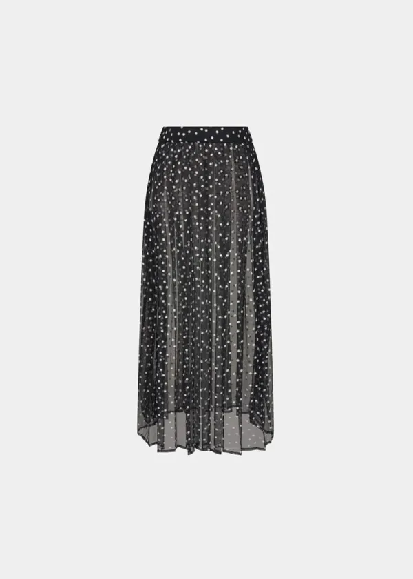 W JAPANESE FLORAL LACE PLEATED SKIRT - BLACK