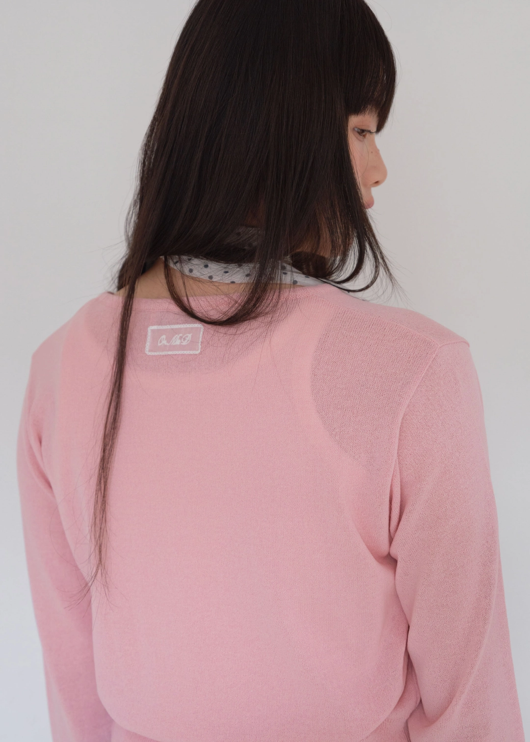 온무드 SUMMER ORGANZA LABEL CARDIGAN - PINK 상품 이미지 2