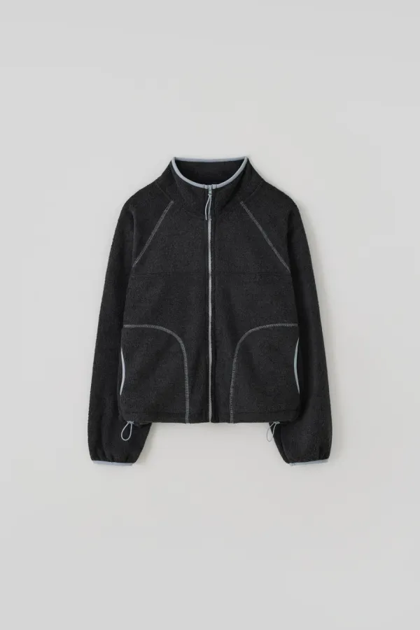 T/T Piping fleece zip-up (charcoal)
