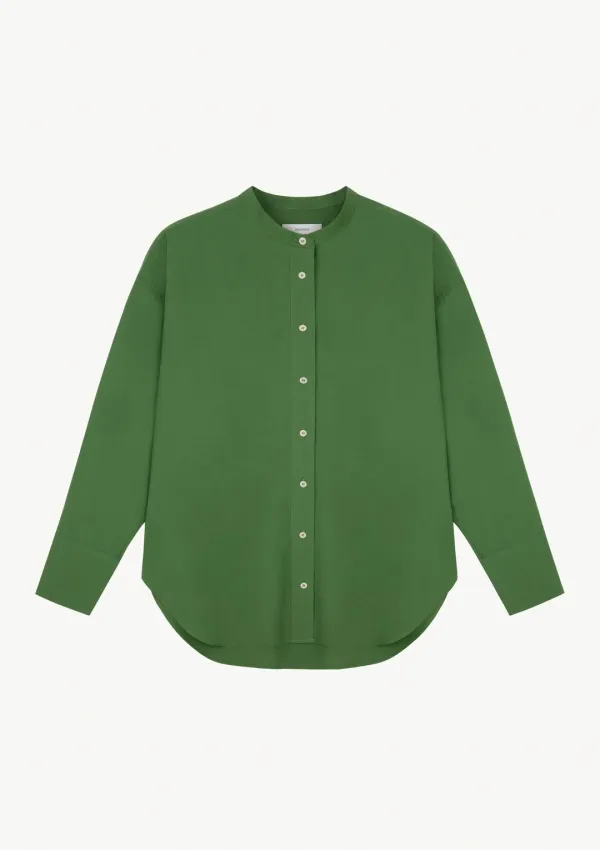 Keats Stand Collar Shirt in Green