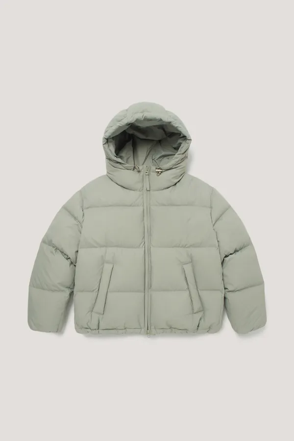 UNISEX HOODED LIGHT GOOSE DOWN JACKET SOFT KHAKI