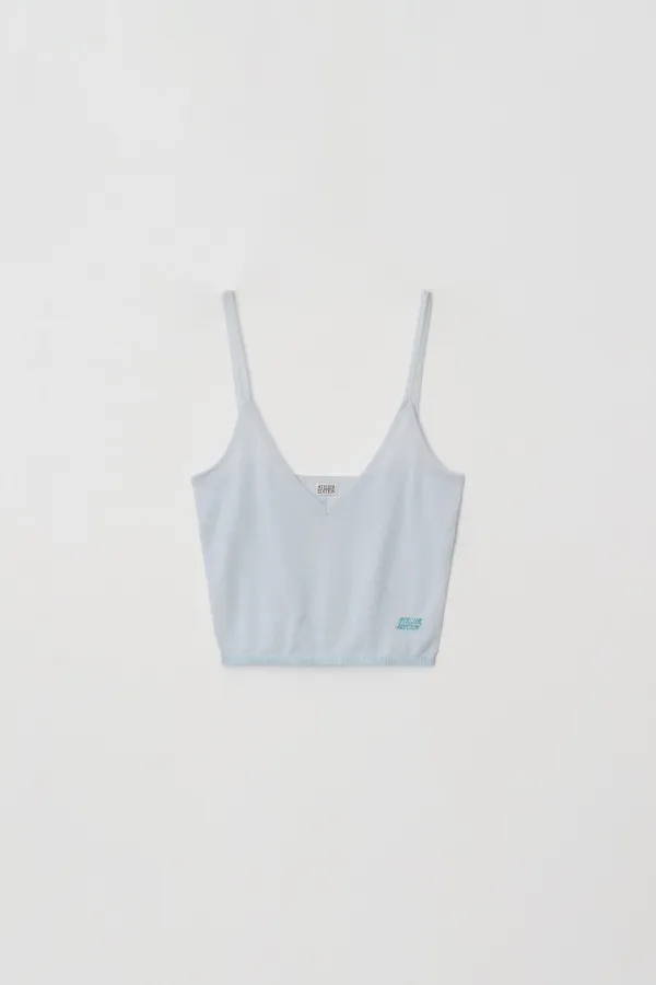 Merino wool sleeveless knit (light blue)