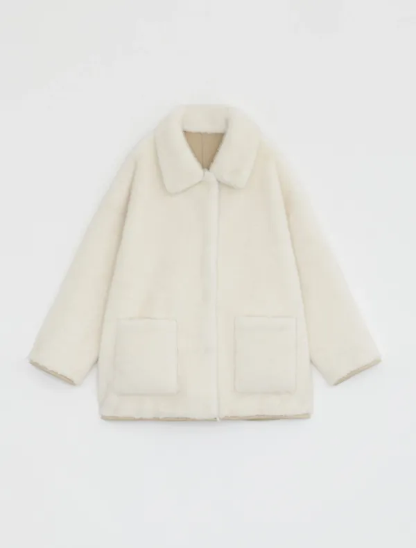 REVERSIBLE FUR SHEARLING COAT [IVORY]