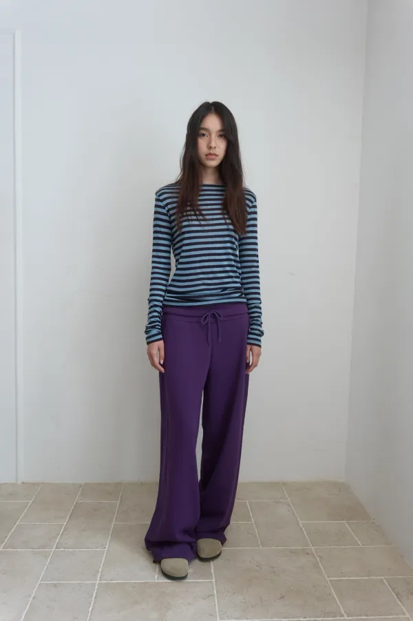 STRIPE BOAT NECK TOP_BLUE