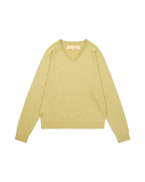 HS V-neck L/S Knit_Beige Olive