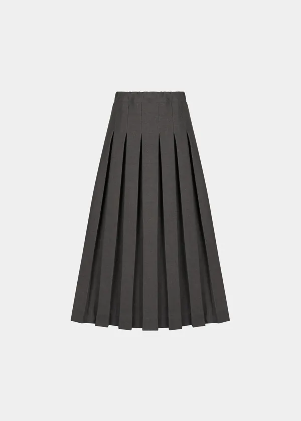 W PLEATED MIDI SKIRT - GRAY