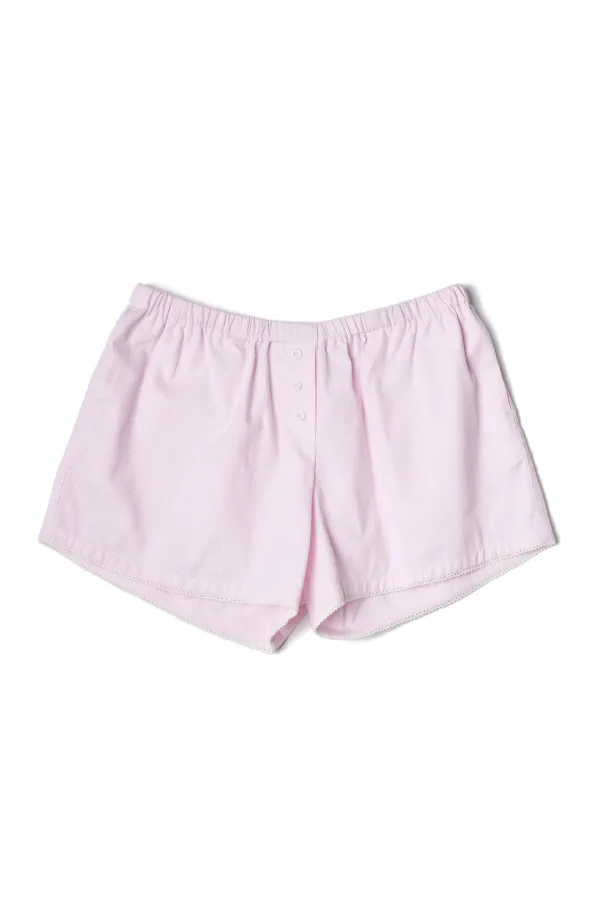 [슈멍 착용] Lace Cotton Shorts Pink Stripe