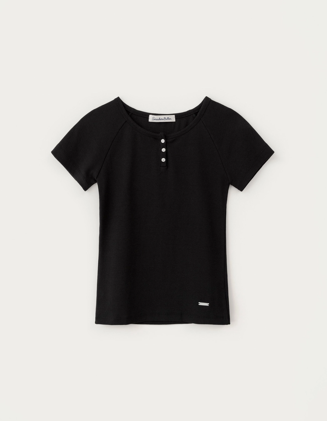 썸웨어버터 Lay Button Raglan Top - Black 상품 이미지 1