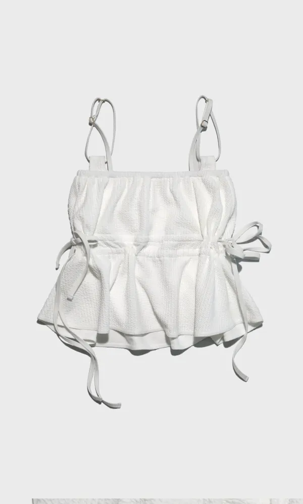 Orchid Shirring Bikini Top_Snow White