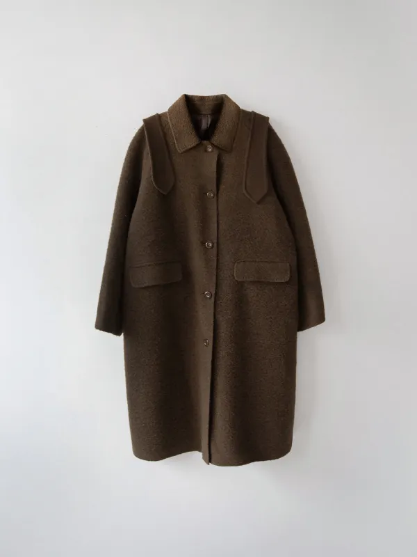 Alpaca Handmade Hoodie Coat  (Brown) - blour