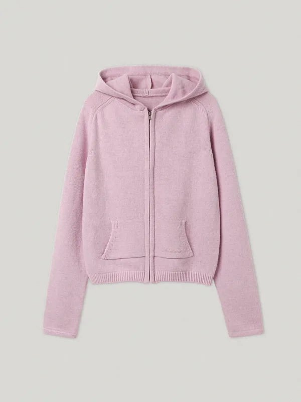 Dottie Hooded Knit Zip Up Lillac Pink (2nd) - Smoothmood