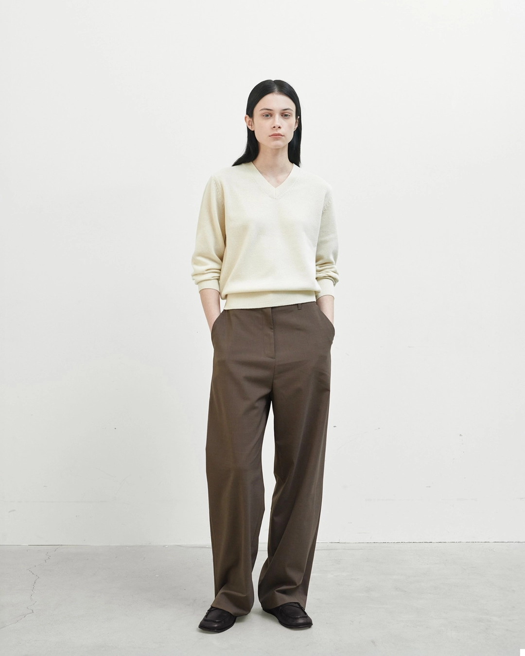 브라운야드 W Wide Wool Pants, Brown 상품 이미지 2