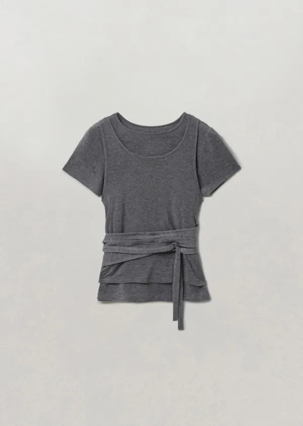 [여울 PICK] LAYERD WRAP T-SHIRT SET (ash gray)