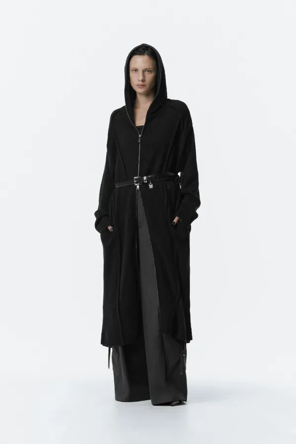 Hoodie Knit One-piece [ Black ]
