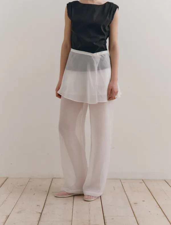 [1st REORDER] SHEER LAYERED SKIRT PANTS [WHITE]