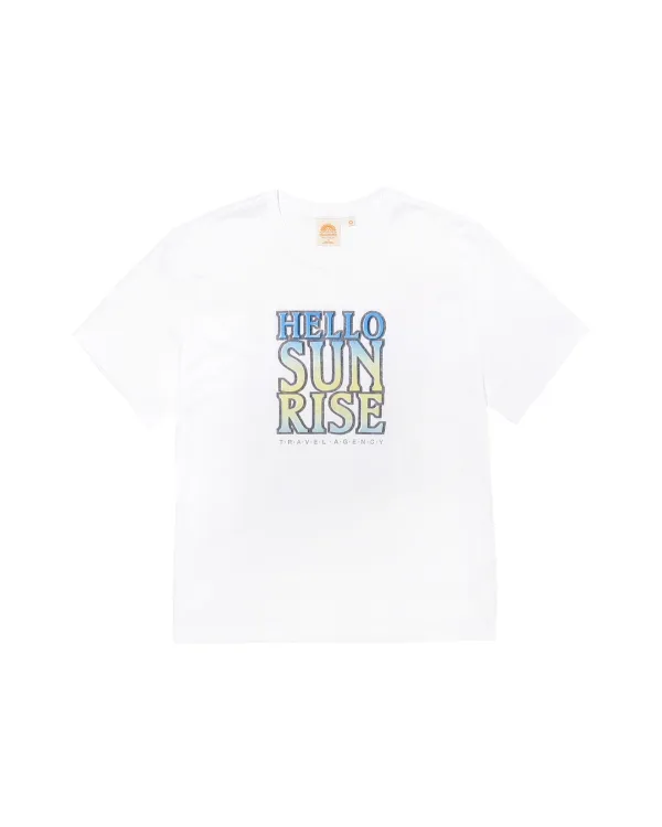 Hello Sunrise Gradient Typo Tee_White