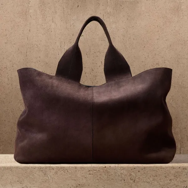 Suede Large Tote - Cafe