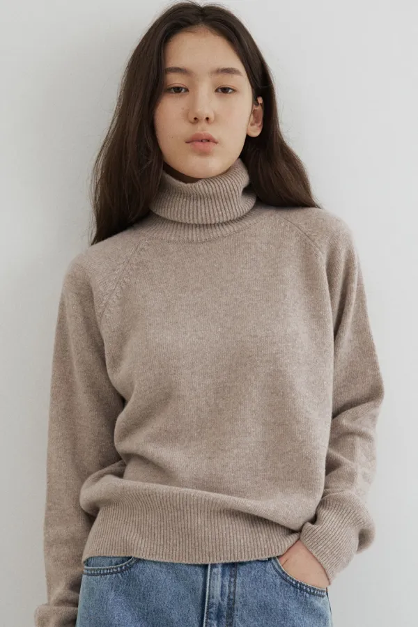 cashmere blended turtleneck (melange beige)