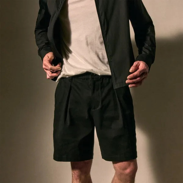Oversized Pleated Shorts - Black